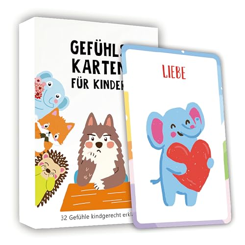 Bugucat Gefühlskarten für Kinder,32 Emotionskarten mit Tierillustrationen und Texten, Fördert Emotionale Intelligenz, Selbstregulation und Soziale Kompetenz, Geeignet für Kindergarten Bugucat Gefühlskarten für Kinder,32 Emotionskarten mit Tierillustrationen und Texten, Fördert Emotionale Intelligenz, Selbstregulation und Soziale Kompetenz, Geeignet für Kindergarten von Bugucat