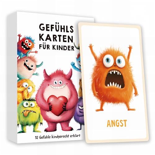 Bugucat Gefühlskarten für Kinder,32 Emotionskarten mit liebevollen Illustration & Erklärtexten,Fördert Selbstregulation & soziale Kompetenz,Für Kindergarten & Grundschule geeignet von Bugucat