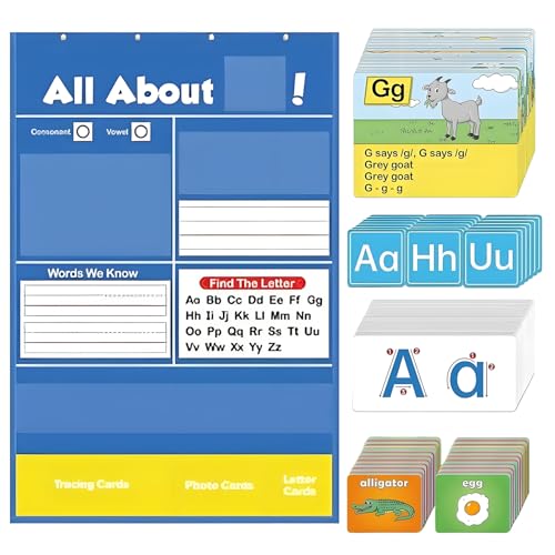 Alphabet Learning Pocket Chart, Alphabet Wall Chart A-BC Flash-Karten Lernspiele, Flash-Karten-Lernspiele, Lustige Gegenwart, Riesige Anwendung, 29 cm, Für Vorschule, Homeschool & Klassenzimmer Alphabet Learning Pocket Chart, Alphabet Wall Chart A-BC Flash-Karten Lernspiele, Flash-Karten-Lernspiele, Lustige Gegenwart, Riesige Anwendung, 29 cm, Für Vorschule, Homeschool & Klassenzimmer von Buhygn