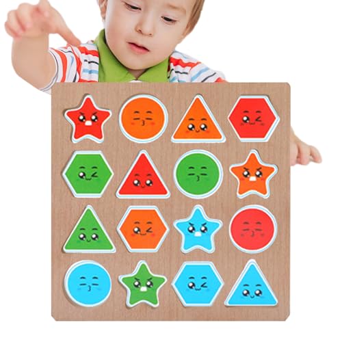 Buhygn Hölzerne Formpassungs-Brettspielblöcke, Form-Arrangement-Spiel, Hölzerne Bausteine ​​Set, Bildungsfarbanpassung, Tragbar Und Sicher, Farbenfroh, Für Kinder Im Alter Von 4 Bis 6 Jahren von Buhygn