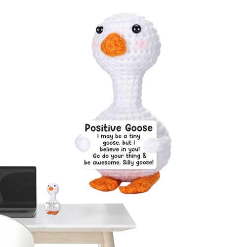 Buhygn Positive G Oose Gestrickte Cartoon-Puppe Handgemachte Häkelpuppe Charmante Raumdekoration Tragbar Sicher 9x5.5cm für Zimmer, Bücherregale, Zuhause von Buhygn