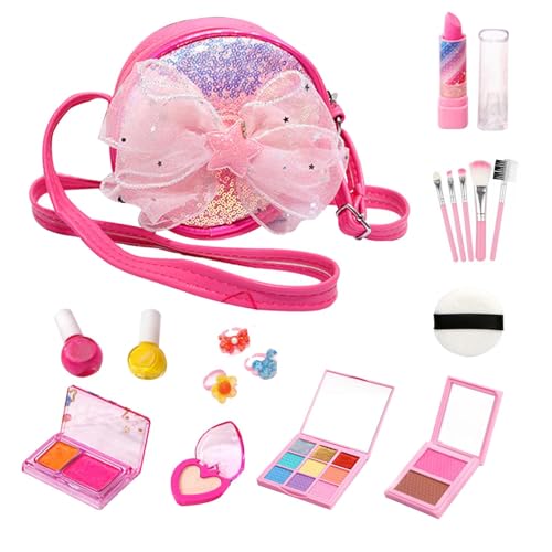 Buhygn Waschbares Make-up für kleine Mädchen,waschbares Kinder-Make-up für Mädchenspielzeug - 26X Waschbares echtes Make-up-Set für Kleinkinder und Mädchen | Echtes Make-up-Set enthält Werkzeuge, von Buhygn