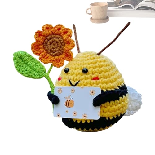 Hooked Bee Ornament, Motivierende Sonnenblume Biene, Emotionales Support Spielzeug, Spannungserleichterung, Ausgezeichnete Geschenkoption, 10,5 cm, Für Kinder Erwachsene Schreibtisch Di von Buhygn