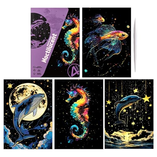 Scratch Drawing Paper, Luminous Art Set, Paper Craft Cards, Creative Drawing Kit, Handmade Art Supplies, Black, For Kids, Crafts, Graffiti, Painting, Everyday Use von Buhygn