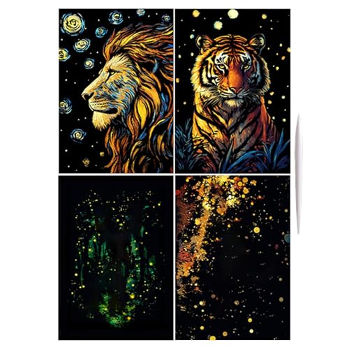 Scratch Drawing Paper, Luminous Art Set, Paper Craft Cards, Creative Drawing Kit, Handmade Art Supplies, Black, For Kids, Crafts, Graffiti, Painting, Everyday Use von Buhygn