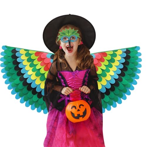 Buhyujkm Bezauberndes Vogelflügel-Kostüm, 50 cm, Farbverlauf, hautfreundliches Pfauen-Design, wiederverwendbar, bunte Flügel für Kinder, Halloween-Party-Outfit Buhyujkm Bezauberndes Vogelflügel-Kostüm, 50 cm, Farbverlauf, hautfreundliches Pfauen-Design, wiederverwendbar, bunte Flügel für Kinder, Halloween-Party-Outfit von Buhyujkm