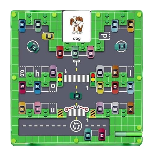 Buhyujkm Children’s Magnetic Maze, Alphabet Maze with Parking Lot Theme, (30x30x2.5cm) Early Learning Toy for Hand-Eye Coordination & Cognitive Skills, Fun for Boys and Girls von Buhyujkm