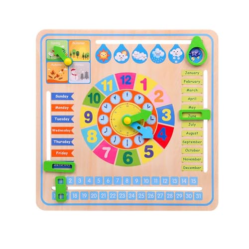Buhyujkm Clock Learning Toy, Wooden Calendar Clock, Preschool Educational Toy, Interactive Learnings, Colorful Wood Toys for Children's Room and Kindergarten, 11.81x11.81x0.79 inch Buhyujkm Clock Learning Toy, Wooden Calendar Clock, Preschool Educational Toy, Interactive Learnings, Colorful Wood Toys for Children's Room and Kindergarten, 11.81x11.81x0.79 inch von Buhyujkm