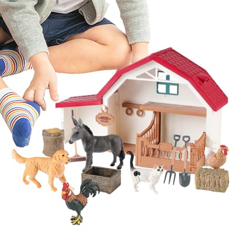 Buhyujkm Toy Barn and Farm Animals, Fun Toddler Farm Set with Animal, 29.5x10x17.7cm/11.61x3.94x6.97 Inches Outdoor Play Toys, Early Development Activity, Educational Science Set for Kids von Buhyujkm