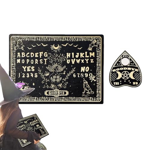 Miniature Spirit Board, Wooden Metaphysical Divination Tool, 12.99x8.66x0.31 Inches, Altar Decor with Planchette, Occult Home Decoration for Halloween von Buhyujkm