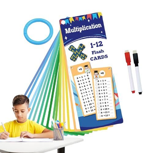 Multiplikations-Lernkarten-Set, 8 x 7 cm, doppelseitiges, interaktives Mathematik-Lernspiel mit 2 trocken abwischbaren Stiften für Klassenzimmer und Heimschule von Buhyujkm