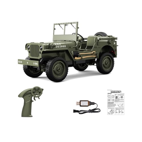BuildCubes 1/10 RC Auto, 2.4G 4WD LKW RC Car Kletterfahrzeug Off-Road Auto Modell, 6KM/H Militärfahrzeug Kletterauto Crawler Buggy Geburtstagsgeschenk für Erwachsene -Standardaus RTR von BuildCubes
