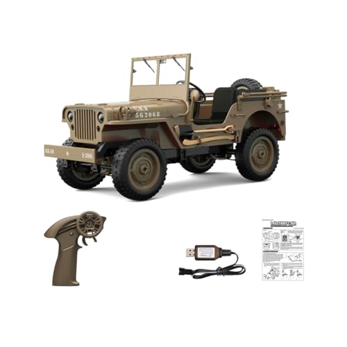 BuildCubes 1/10 RC Auto, 2.4G 4WD LKW RC Car Kletterfahrzeug Off-Road Auto Modell, 6KM/H Militärfahrzeug Kletterauto Crawler Buggy Geburtstagsgeschenk für Erwachsene -Standardaus RTR von BuildCubes