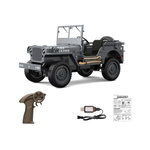 BuildCubes 1/10 RC Auto, 2.4G 4WD LKW RC Car Kletterfahrzeug Off-Road Auto Modell, 6KM/H Militärfahrzeug Kletterauto Crawler Buggy Geburtstagsgeschenk für Erwachsene -Standardaus RTR von BuildCubes