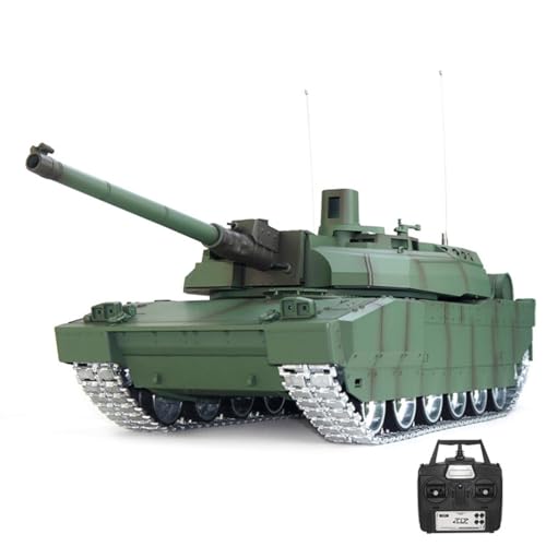 BuildCubes 1/16 RC Tank, Frankreich H2408U Leclerc RC Panzer Militär Fahrzeug Modell, 2.4G Armee RC Kampfpanzer mit Ton, Rückstoß Simulation, Spielzeug Geschenk -Verbesserte Metall von BuildCubes