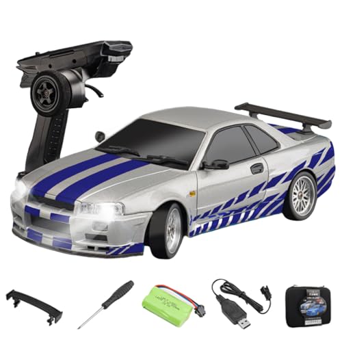 BuildCubes 1/18 Drift RC Auto Mini, 2.4G 3CH Vollproportional 4WD Metallgehäuse Driften RC Racing Car Sportwagen, RC Rennwagen Modell Spielzeug Geschenk für Erwachsene -Gyro RTR von BuildCubes