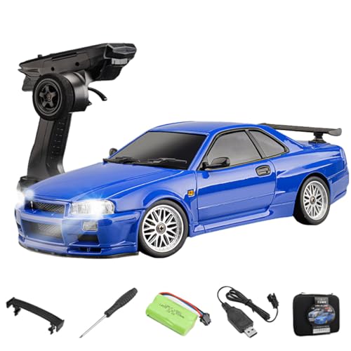 BuildCubes 1/18 Drift RC Auto Mini, 2.4G 3CH Vollproportional 4WD Metallgehäuse Driften RC Racing Car Sportwagen, RC Rennwagen Modell Spielzeug Geschenk für Erwachsene -Gyro RTR von BuildCubes