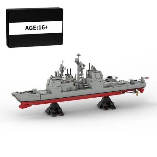 BuildCubes 1/300 Technik Schiffe Militär Bausatz, MOC Militär Schlachtschiff Bausteine Battleship, 1496Teile Technik Kriegsschiffe Klemmbausteine Konstruktionsspielzeug Geschenk von BuildCubes