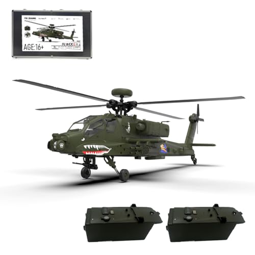 BuildCubes 1/32 F11 AH64 RC Hubschrauber für Erwachsene, 2.4G 6CH Flybarless Querruderlos 6G/3D Stunt RC Helikopter Militär, RC Armee Hubschrauber Modell Spielzeug Geschenk -RTF von BuildCubes