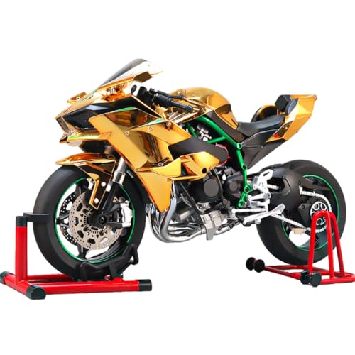 BuildCubes 1/6 Legierung Dynamisches Motorrad Modell, Simulations Fahrrad mit Zündsystem Rauchspray, Kohlefaser Mechanisch Fahrzeug Ornament Wohnkultur Weihnachts Geburtstagsgeschenk von BuildCubes