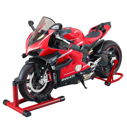 BuildCubes 1/7 Legierung Dynamisches Motorrad Modell, V4 Top Edition mit Zündsystem Rauchspray, Kohlefaser Mechanisch Fahrzeug Ornament Wohnkultur Weihnachts Geburtstagsgeschenk von BuildCubes