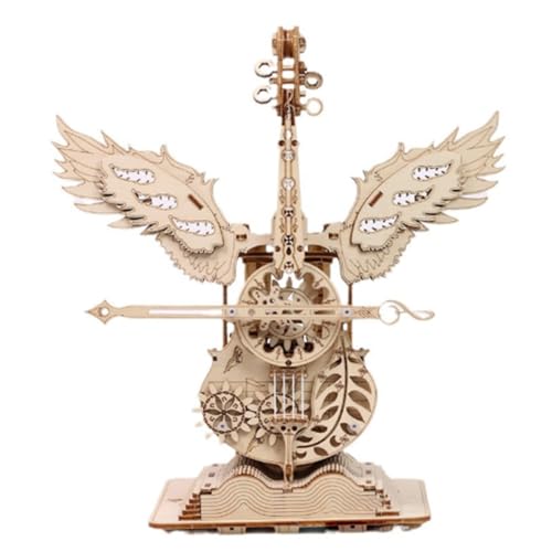 BuildCubes 3D Holzpuzzle Erwachsene, Mechanische Übertragung Cello Spieldose 3D Holz Puzzle Modellbausatz Spieluhr, 169PCS Steampunk 3D Puzzle Holz Musikbox, Spielzeug Geschenk -KIT von BuildCubes