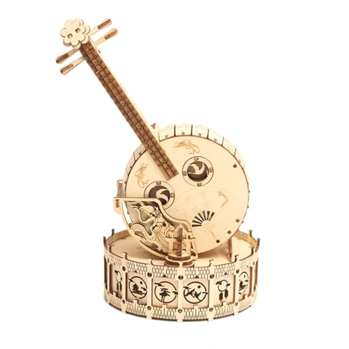 BuildCubes 3D Holzpuzzle Erwachsene, Mechanische Übertragung Chinesisch Zhongruan Spieldose 3D Holz Puzzle Modellbausatz Spieluhr, 175PCS Steampunk 3D Puzzle Holz Musikbox Geschenk -KIT von BuildCubes