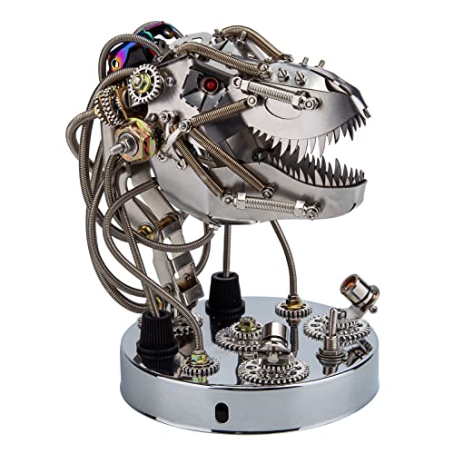 BuildCubes 3D Metall Puzzle Erwachsene, Steampunk Mechanisch Dinosaurier 3D Puzzle Metall Modellbausatz Tier, 180+PCS DIY Tyrannosaurus Rex Kopf Modell Spielzeug Geschenk, KIT Version von BuildCubes