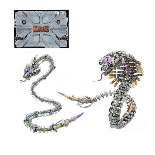 BuildCubes 3D Metall Puzzle Erwachsene, Steampunk Schlange Metall Modellbausatz, 1500+PCS DIY Mechanisch Stachelig Blau-Grüne und Viper Kobra 3D Puzzle Tier Spielzeug Geschenk -KIT von BuildCubes