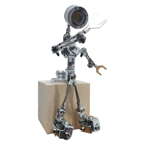 BuildCubes Funkelnde Silberne Roboter 3D Metall Modellbausatz, Steampunk Roboter Mechanisch Mecha Metall Modell, Handwerk Spielzeug Geschenk für Erwachsene, Fertige Version von BuildCubes