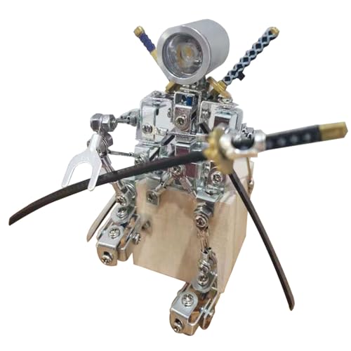 BuildCubes Glänzende Klinge Stahl Samurai 3D Metall Modellbausatz Warrior, Steampunk Mecha Mechanisch Roboter Metall Modell Krieger, Handwerk Spielzeug Geschenk, Fertige Version von BuildCubes