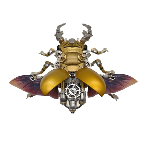BuildCubes Käfer 3D Metall Puzzle Erwachsene, Silberhornkönig Steampunk Mechanisch Insekt 3D Puzzle Metall Modellbausatz Tier, DIY Montage Giraffen Hirschkäfer Modell Kit Spielzeug -KIT von BuildCubes