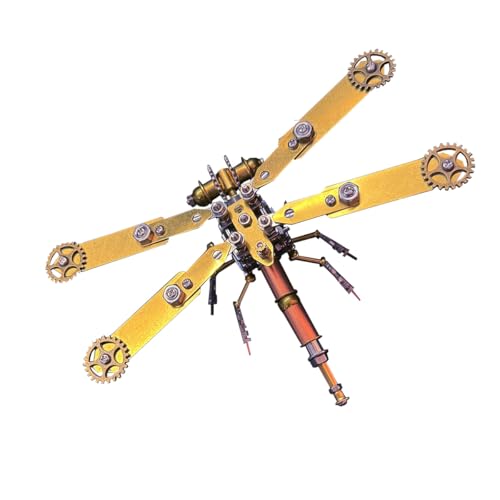 BuildCubes Libelle 3D Metall Puzzle Erwachsene, Steampunk Mechanisch Insekt 3D Puzzle Metall Modellbausatz Tier, 168PCS DIY Montage Libelle Modell Kit Spielzeug Geschenk -KIT von BuildCubes