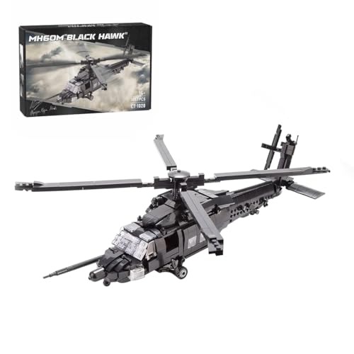 BuildCubes UH60M Hubschrauber Bausteine Modellbausatz, Militär Helikopter MOC Flugzeug Bausteintechnik, 971 Teile Klemmbausteine Militar Hubschrauber Konstruktionsspielzeug Geschenke von BuildCubes