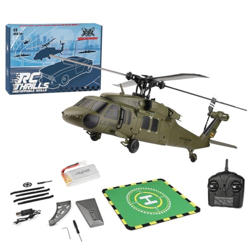 BuildCubes WL K170 Black Hawk UH-60L RC Hubschrauber für Erwachsene, K170 UH-60L RC Helikopter, 170 Größe 2.4G 4CH Flybarless 6-Achsen Gyro RC Militär Helikopter Spielzeug Geschenk -RTF von BuildCubes