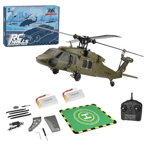 BuildCubes WL K170 Black Hawk UH-60L RC Hubschrauber für Erwachsene, K170 UH-60L RC Helikopter, 170 Größe 2.4G 4CH Flybarless 6-Achsen Gyro RC Militär Helikopter Spielzeug Geschenk -RTF von BuildCubes
