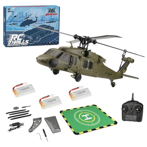BuildCubes WL K170 Black Hawk UH-60L RC Hubschrauber für Erwachsene, K170 UH-60L RC Helikopter, 170 Größe 2.4G 4CH Flybarless 6-Achsen Gyro RC Militär Helikopter Spielzeug Geschenk -RTF von BuildCubes