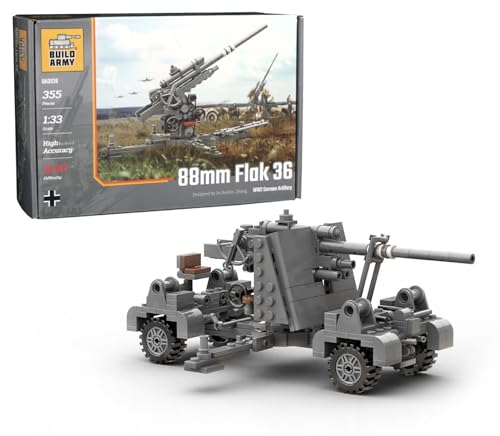 Buildarmy WW2 Deutsche 88 mm Flak 36 Artillerieziegel-Modellbausteine, 355 Stück von Buildarmy