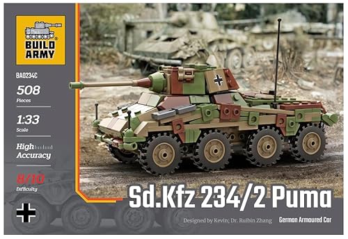 Buildarmy WW2 Deutsches SD-Kfz 234/2 Puma Baustein-Set 508 Teile 1:33 17,9 cm Länge von Buildarmy