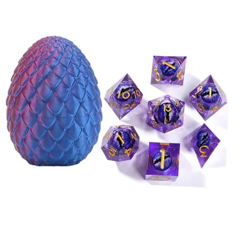 Buithafu DND Würfel Set 7pcs Liquid Core Sharp Edge Dragon Eye Würfel mit 3D Gedruckter Drachenei Schale für Dungeons and Dragon Table Game Buithafu DND Würfel Set 7pcs Liquid Core Sharp Edge Dragon Eye Würfel mit 3D Gedruckter Drachenei Schale für Dungeons and Dragon Table Game von Buithafu