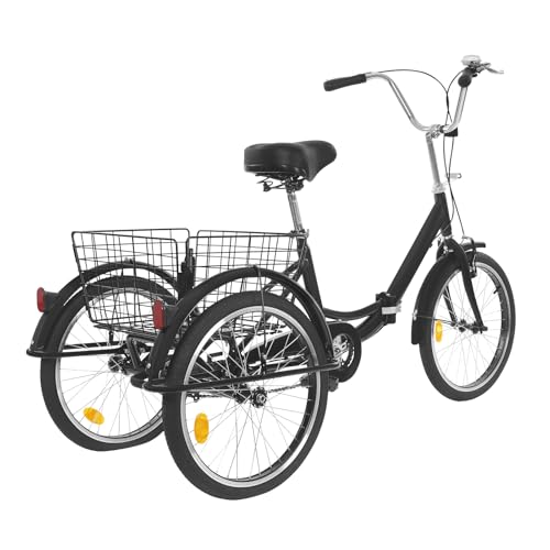 Schwarz Dreirad Fahrrad, Stahl mit Hohem Kohlenstoffgehalt Dreirad, 3-Rad-Fahrrad mit Schutzblech und V-Bremse, für Erwachsene 155.75 * 66 * 105cm Schwarz Dreirad Fahrrad, Stahl mit Hohem Kohlenstoffgehalt Dreirad, 3-Rad-Fahrrad mit Schutzblech und V-Bremse, für Erwachsene 155.75 * 66 * 105cm von Bukeey