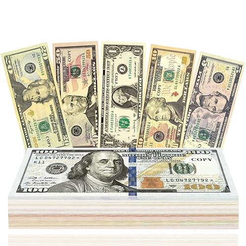 Bukezudang Prop Money, Spielgeld Dollar Scheine Falschgeld, Copy Money, Copy Money, Film Play Geldscheine Toy Fake Copy Dollar Money, 120 Blätter (20 x 1$, 5$, 10$, 20$, 50$, 100$) Bukezudang Prop Money, Spielgeld Dollar Scheine Falschgeld, Copy Money, Copy Money, Film Play Geldscheine Toy Fake Copy Dollar Money, 120 Blätter (20 x 1$, 5$, 10$, 20$, 50$, 100$) von Bukezudang