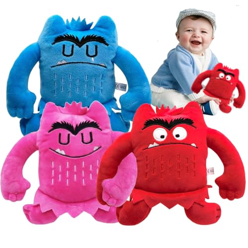 Bukezudang Buntes Monster Plüschtier, 3 Monster Der Gefühle, Farben-Monster Figuren Plüsch Spielzeug, Lernspiel Zum Emotionalen Lernen Für Kinder, Kinderdekoration Für Kinder Mädchen Jungen von Bukezudang