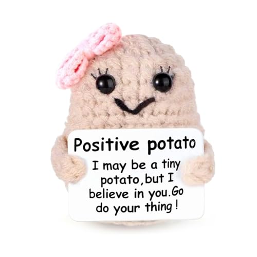 Bukezudang Knitted Positive Potato, Creative Knitted Wool Potato Doll, Glücksbringer Pocket Hug Geschenke, Mit Positiver Energiekarte, Best Gift for Family, Boyfriend, Gifts for Girlfriend von Bukezudang
