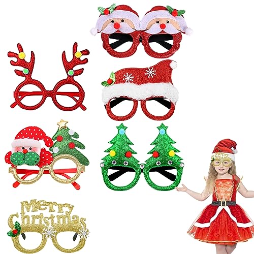 Bukezudang NeuheitWeihnachtsbrille, LustigeWeihnachtsbrille, Weihnachtsbrille für Erwachsene, Weihnachtsbrillen mit Weihnachtsmotiven, Kreative Weihnachtsdekoration für Kinder und Erwachsene von Bukezudang