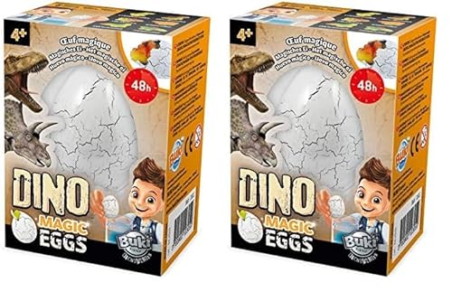BUKI D6G - Magisches Dino Ei (zufälliges Modell), Weiß,schwarz (Packung mit 2) von Buki