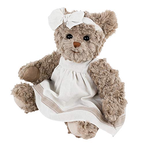 Bukowski Teddybär Dolce Marina 40 cm Taupe mit Kleid und Schleife auf dem Kopf Schmusebär von Bukowski