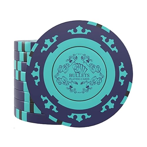 Bullets Playing Cards, 25 Clay Pokerchips Corrado für Pokerset, ohne Werte, 14g, 4cm Durchmesser, Farbe Blau… von Bullets Playing Cards