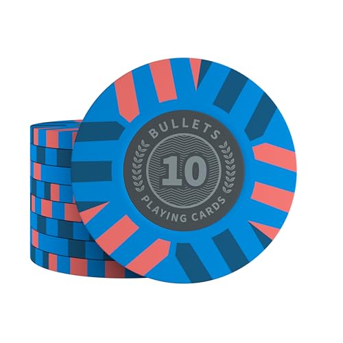 Bullets Playing Cards, 25x Clay Pokerchips Salvatore für Pokerset, Verschiedene Werte, 4cm Durchmesser, Gewicht 10g (10) von Bullets Playing Cards