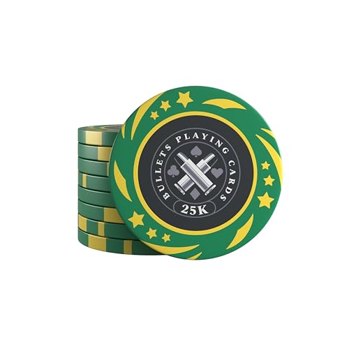 Bullets Playing Cards, 25x Kunststoff Pokerchips Janice für Pokerset, Wert 25000, 4cm Durchmesser, Gewicht 11,5g Bullets Playing Cards, 25x Kunststoff Pokerchips Janice für Pokerset, Wert 25000, 4cm Durchmesser, Gewicht 11,5g von Bullets Playing Cards